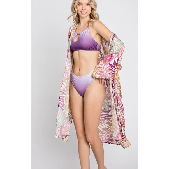 Pinkblush Lavender Ombre Keyhole Front Halter Two-Piece Bikini Set Nwt Large - Picture 14 of 14